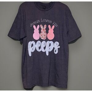 Peeps Shirt Womens Large Jesus Loves His Peeps Easter Preppy Mom Preachers Wife